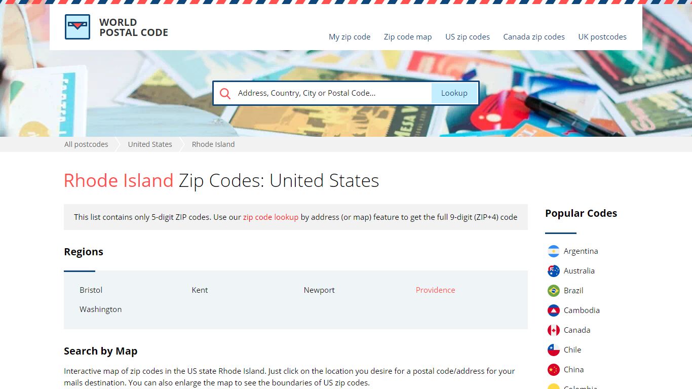 Rhode Island, United States Zip Codes - World Postal Code